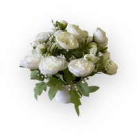 Peony roses bouquet in a flowerpot