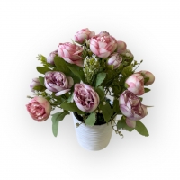 Peony roses bouquet in a flowerpot