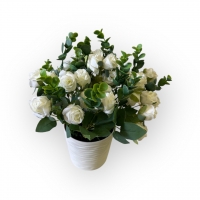 Peony roses bouquet in a flowerpot