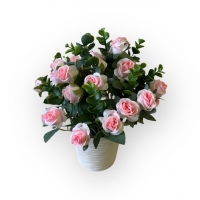 Peony roses bouquet in a flowerpot