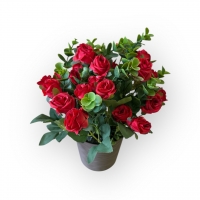 Peony roses bouquet in a flowerpot