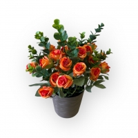 Peony roses bouquet in a flowerpot