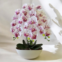 Artificial orchid latex pot 3 branch