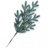 Artificial green cast branch with cones