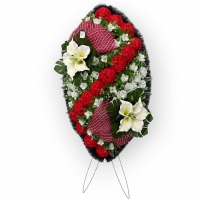 A funeral wreath decorated with №080