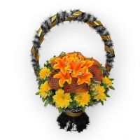 Кошик похоронний зі штучними квітами №159